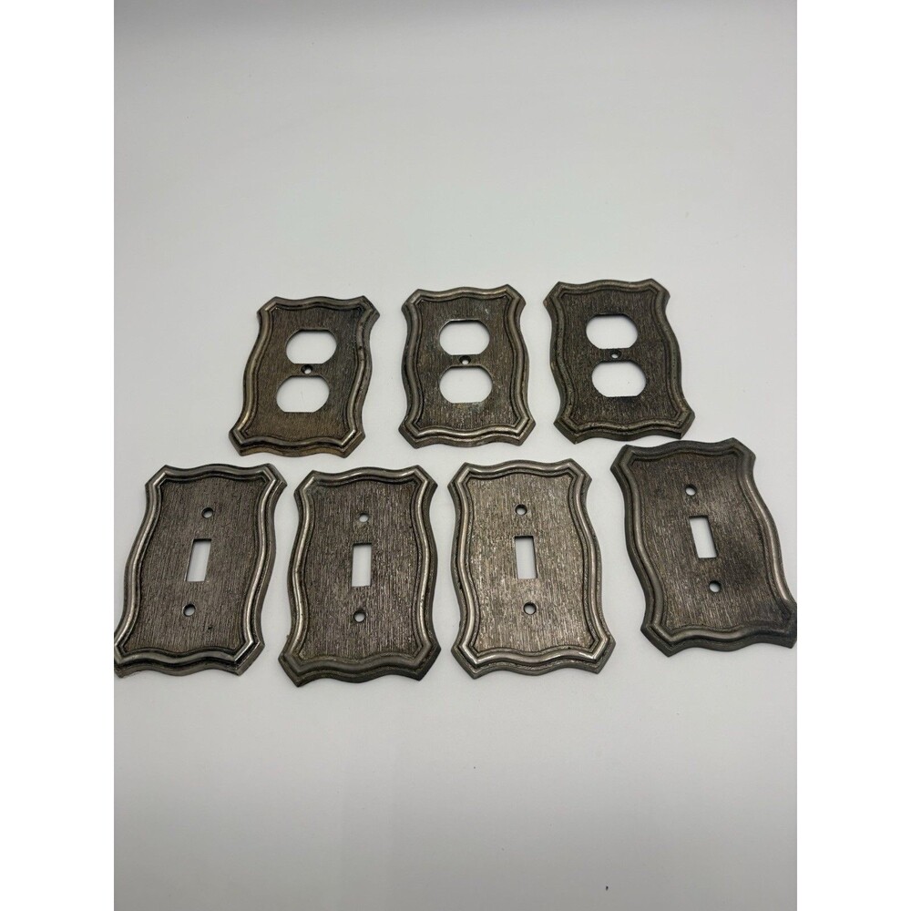 8 Piece Vtg 1968 American Track Wall Plates 5 Switch 3 Outlet MCM Metal